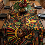 Woman with Golden Halo Rays Table Runner