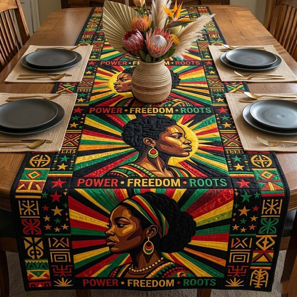 Power Freedom Roots Portrait Panel Table Runner