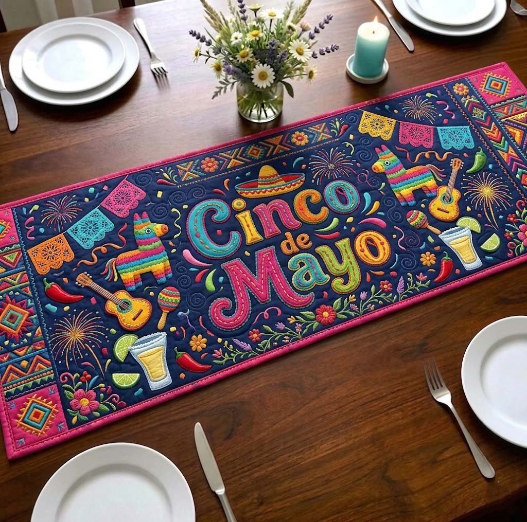 Cinco de Mayo on Navy Table Runner