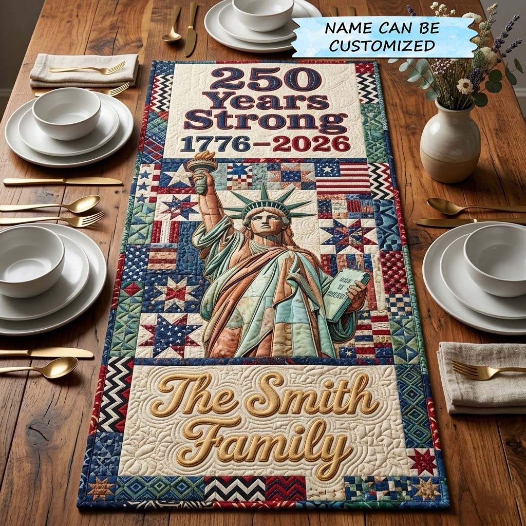 Statue of Liberty with Flags Table Runner