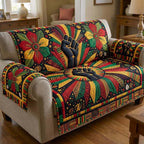 Raised Fist on Kente Colours Sofa Cover