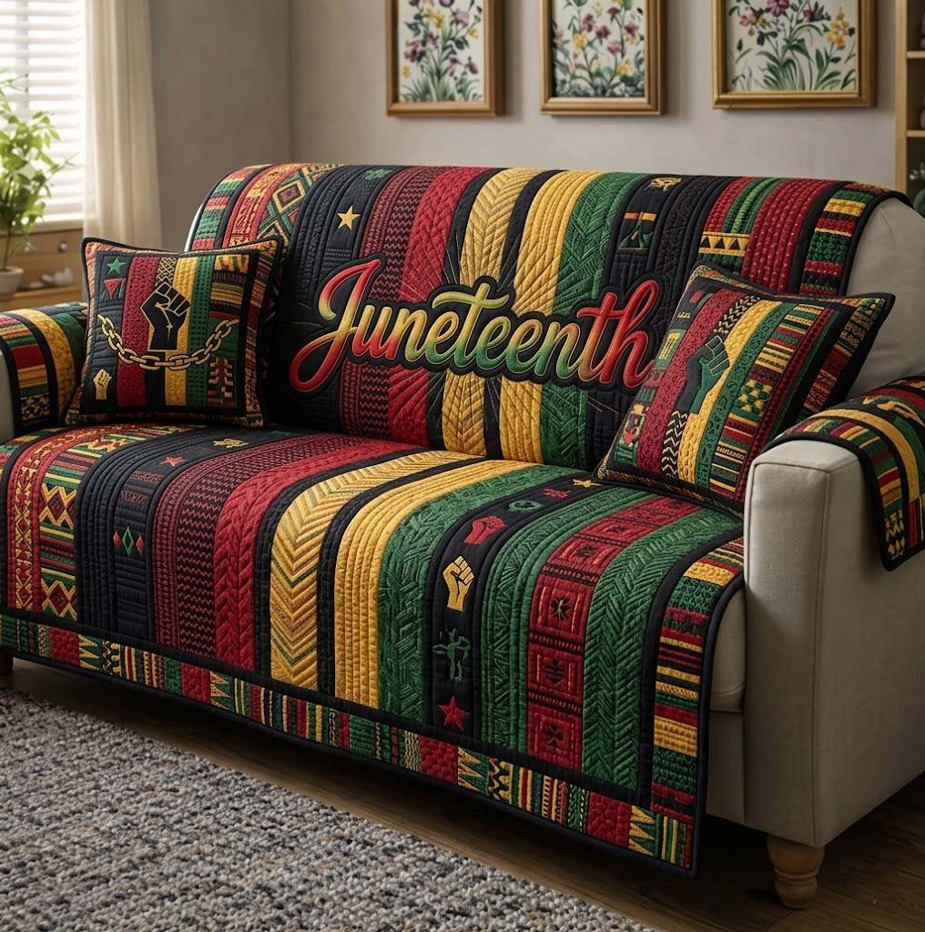 Juneteenth with a Raised Fist Sofa Cover