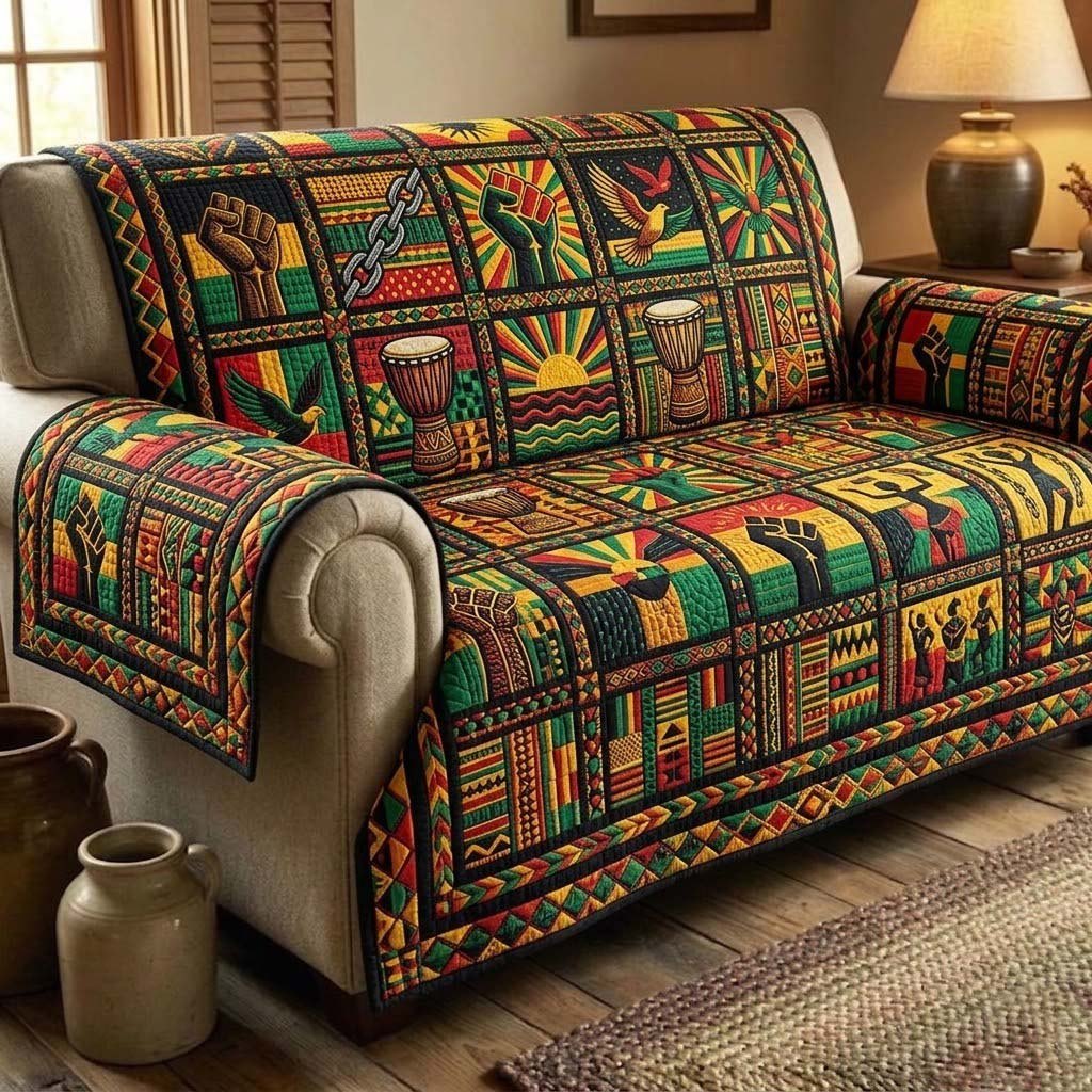 Drums on the Kente Pattern Sofa Cover
