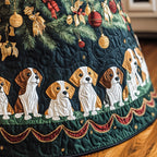Four Beagles on Dark Teal Christmas Tree Skirt
