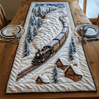 Train Passing a Snowy Cabin Table Runner