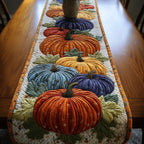 Stacked Pumpkins in Autumn Colors Table Runner