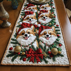 Corgis with Christmas Ornaments Table Runner