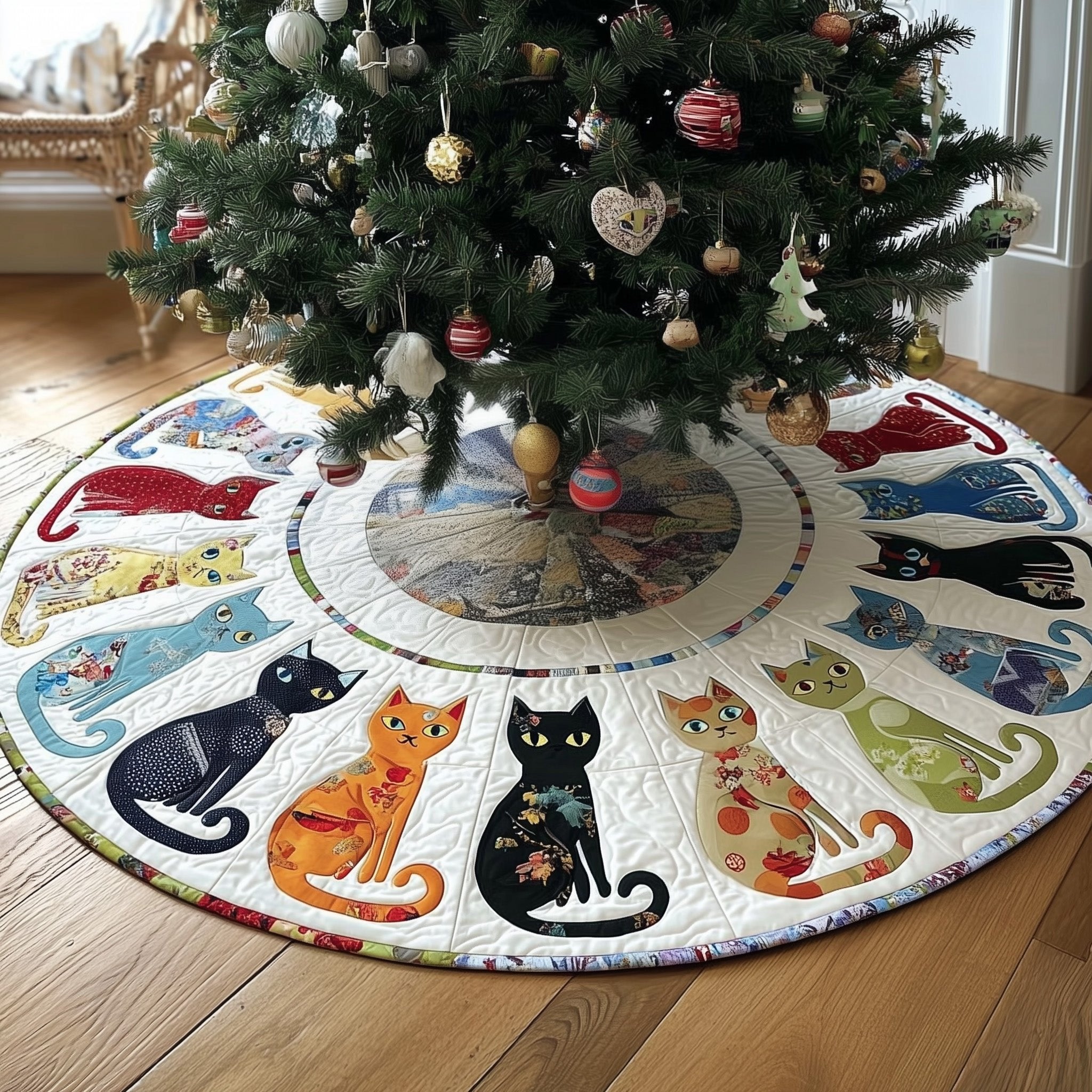 Funky Cats Christmas Tree Skirt
