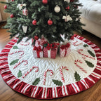 Candy Canes with Red Striped Border Christmas Tree Skirt