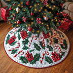 Candy Canes Holly and Red Gifts Christmas Tree Skirt