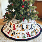 Beagle Line on the Navy Hem Christmas Tree Skirt