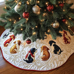 Beagle Pups in Gold Scroll Christmas Tree Skirt