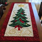 Tree with Red Ribbon on Cream Table Runner