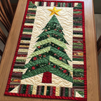 Patchwork Strip Tree in Green Prints Table Runner