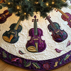 Violins on the Songbird Hem Christmas Tree Skirt