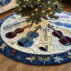 Ruby Violin on the Blue Hem Christmas Tree Skirt