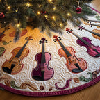 Warm Toned Violins on Ivory Quilting Christmas Tree Skirt