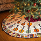 Banjos and Mandolins on Cream Christmas Tree Skirt