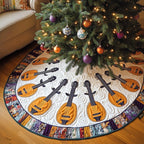 Mandolins with Patchwork Border Christmas Tree Skirt