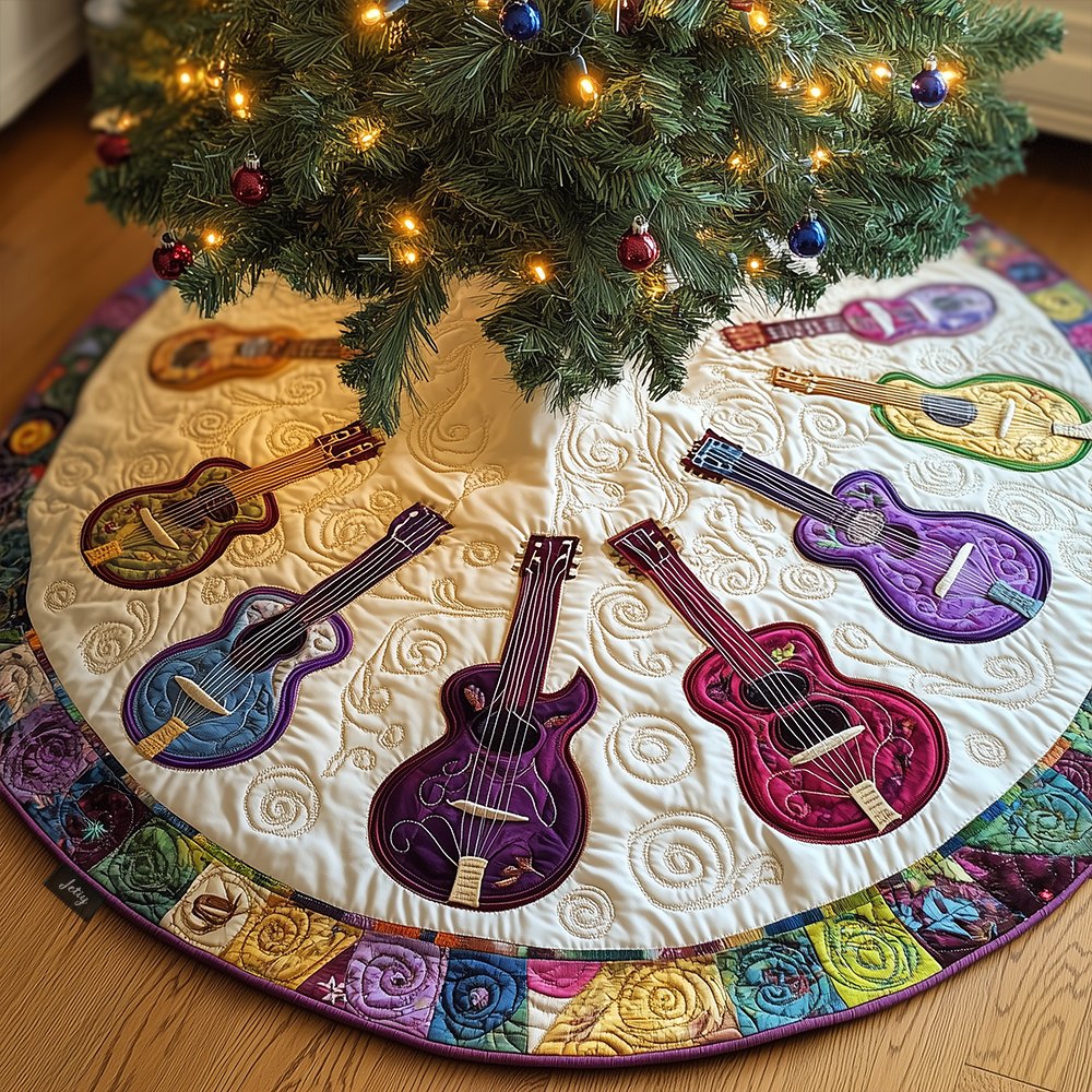 Joyful Guitar Christmas Tree Skirt