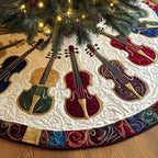 Jewel Toned Cellos on White Christmas Tree Skirt