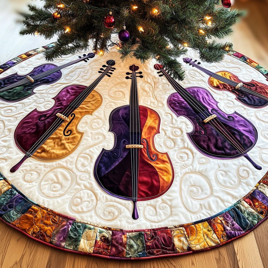 Cello Trio on the Patch Rim Christmas Tree Skirt