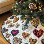 Leopard Print Hearts in Pink and Gold Christmas Tree Skirt