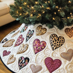 Rose and Leopard Print Heart Scatter Christmas Tree Skirt