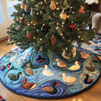 Ducks on a Pale Blue Pond Christmas Tree Skirt