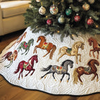 Running Horses in Bright Colors Christmas Tree Skirt