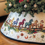 Horses by the Wooden Fence Christmas Tree Skirt
