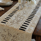 Piano Keys on Ivory Quilted Swirls Table Runner