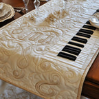 Cream Piano Keyboard with Soft Scrolls Table Runner
