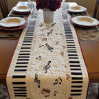 Colorful Music Notes Between Keyboard Borders Table Runner