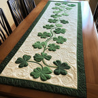 Curving Trail of Stemmed Shamrocks Table Runner