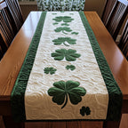 Mixed Shamrocks Falling on Cream Table Runner