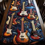 Sunburst and White Guitars on Swirls Table Runner