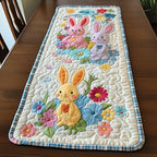 Yellow and Blue Bunnies with Blooms Table Runner