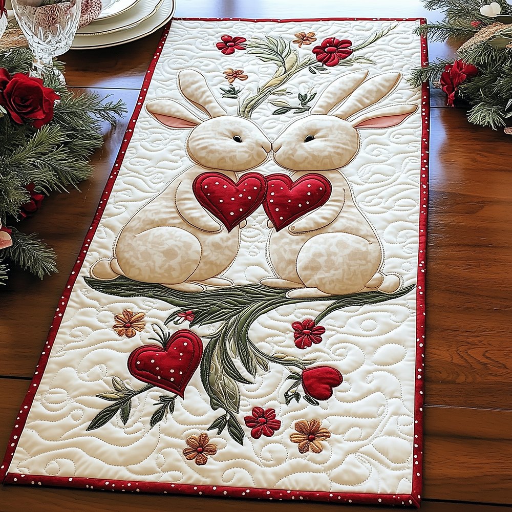 Bunnies on a Heart Branch Table Runner
