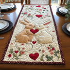 Bunny Couple Sharing a Red Heart Table Runner