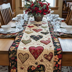 Animal Print Hearts with Floral Border Table Runner