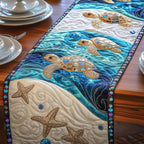 Starfish on Sand with Ocean Border Table Runner