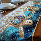 Jeweled Turtle on Turquoise Swirls Table Runner