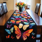 Bright Butterflies on Black Table Runner