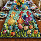 Chicken Family with Painted Eggs Table Runner