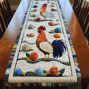 White Rooster with Speckled Eggs Table Runner - Made to Order