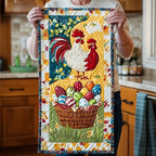 Red Rooster with Overflowing Egg Basket Table Runner