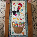 Black Rooster with Basket of Eggs Table Runner