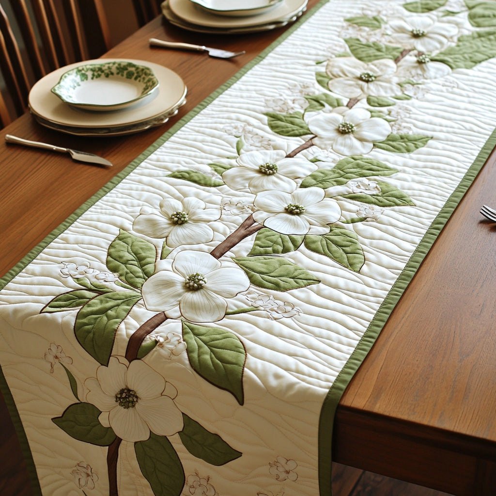 Dogwood Sprays on Ivory Quilting Table Runner