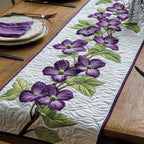Violet Dogwood Cluster on Cream Table Runner